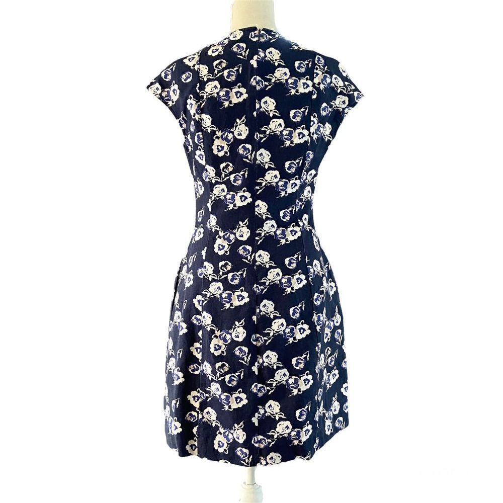 GAP Floral Navy Linen Cotton Cap Sleeve Mini Dress 2 - Picture 4 of 9